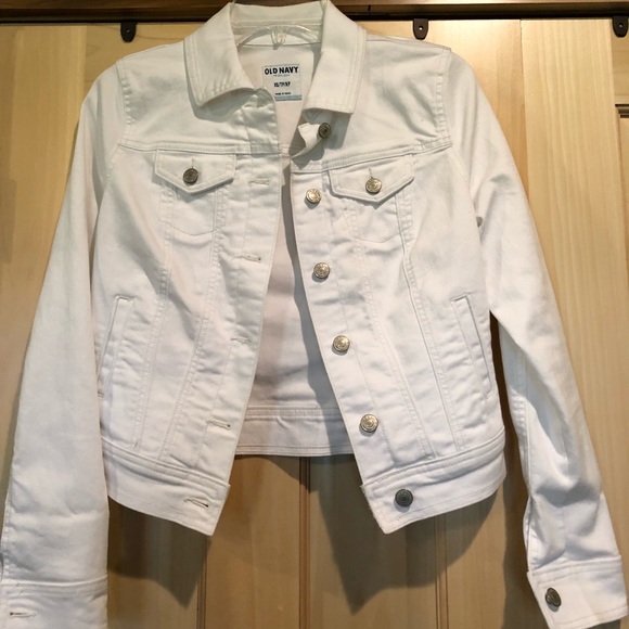 stretch white denim jacket